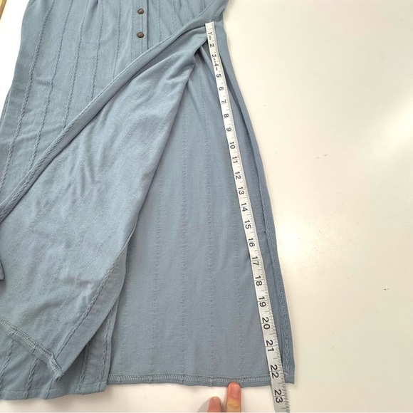 SkyLar Rose Dust Blue Maxi Buttoned Tunic Dress /Duster High Cut Side Slits Sz S - Picture 12 of 13